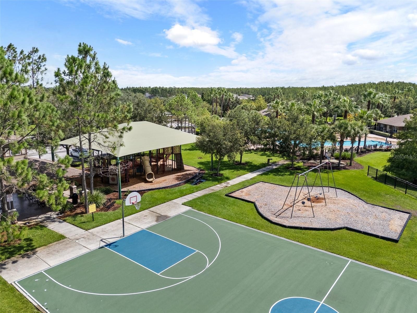 Covered Community Playground, Swings and Court