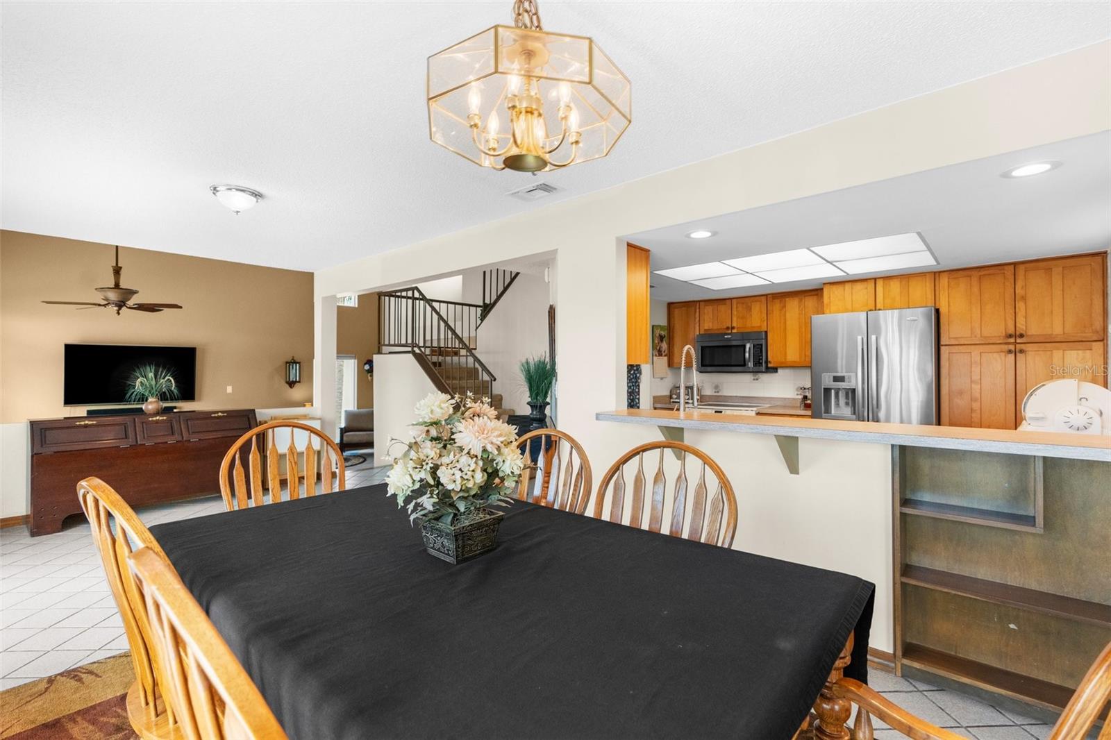 dining room on second level with views of water