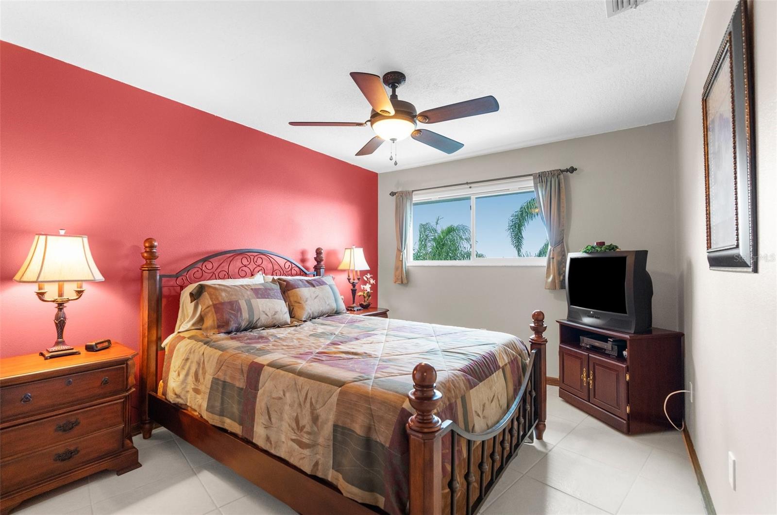 second bedroom upstairs with views of the water