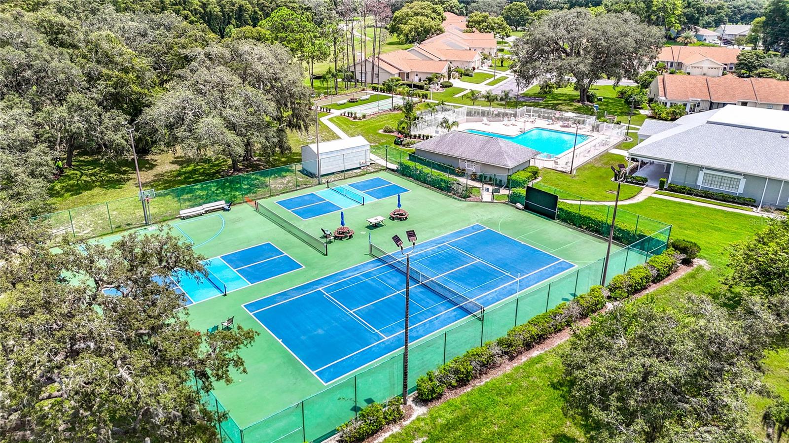 Tennis, pickle ball and basketball are also available at the clubhouse area.