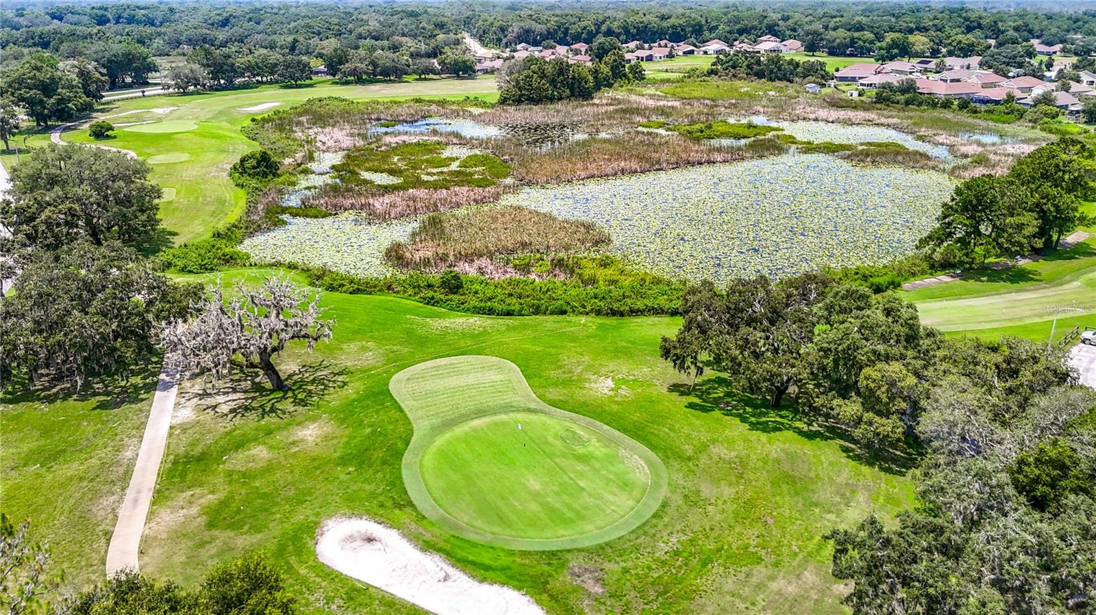 17th hole in the background. 18th hole in the foreground.