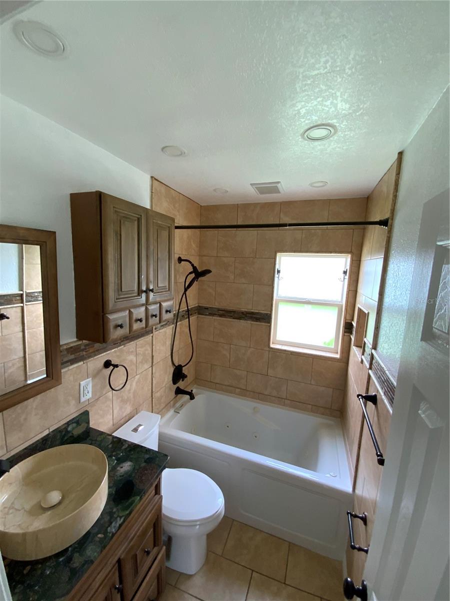 Bathroom with jacuzzi hot tub