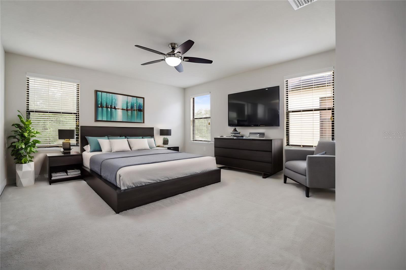 Virtually staged Master Bedroom