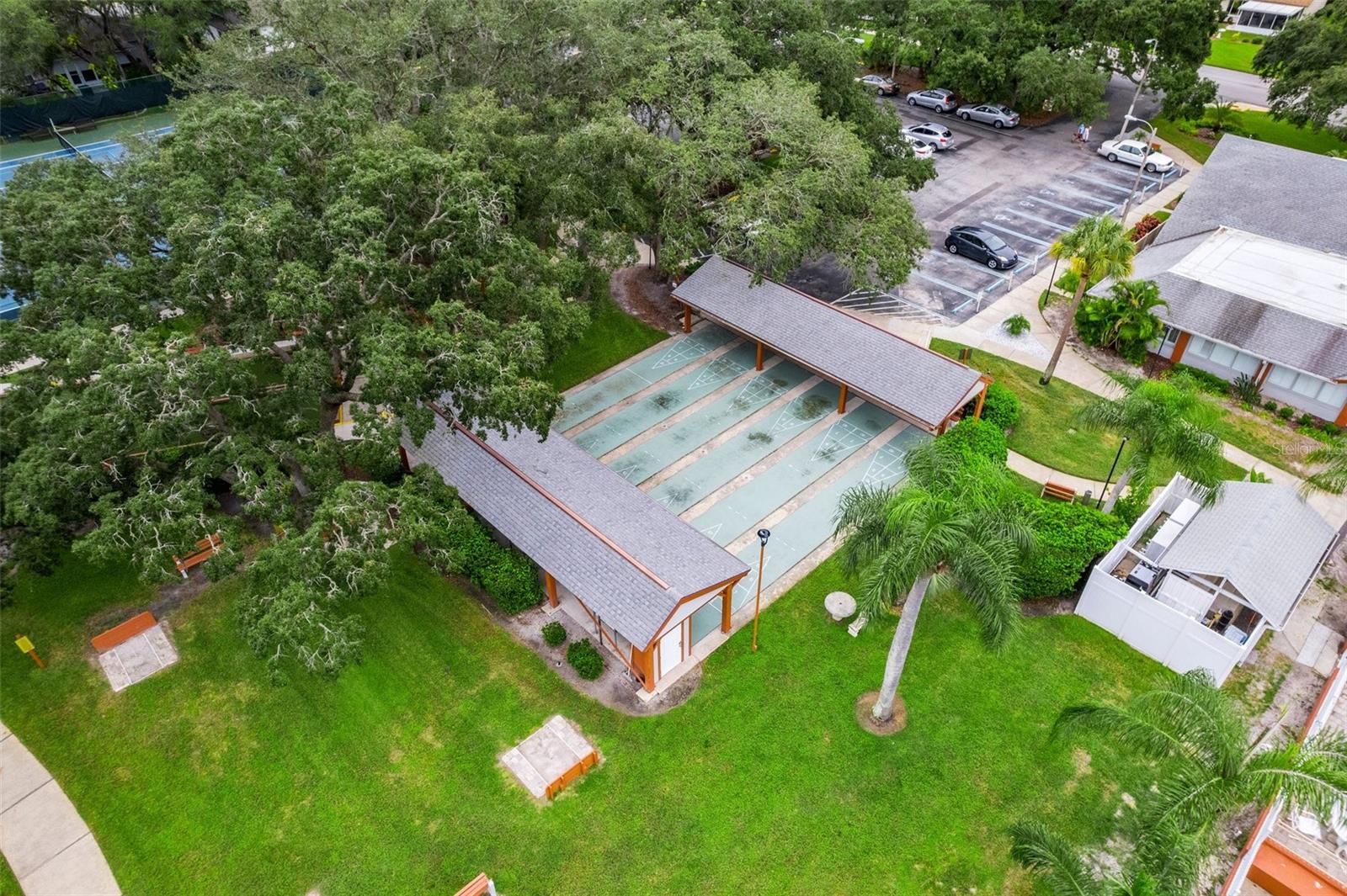 Drone View of Shuffleboard Courts