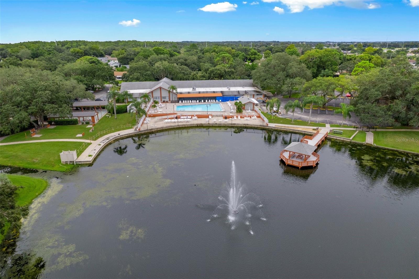 Drone View of Gazebo & Lake