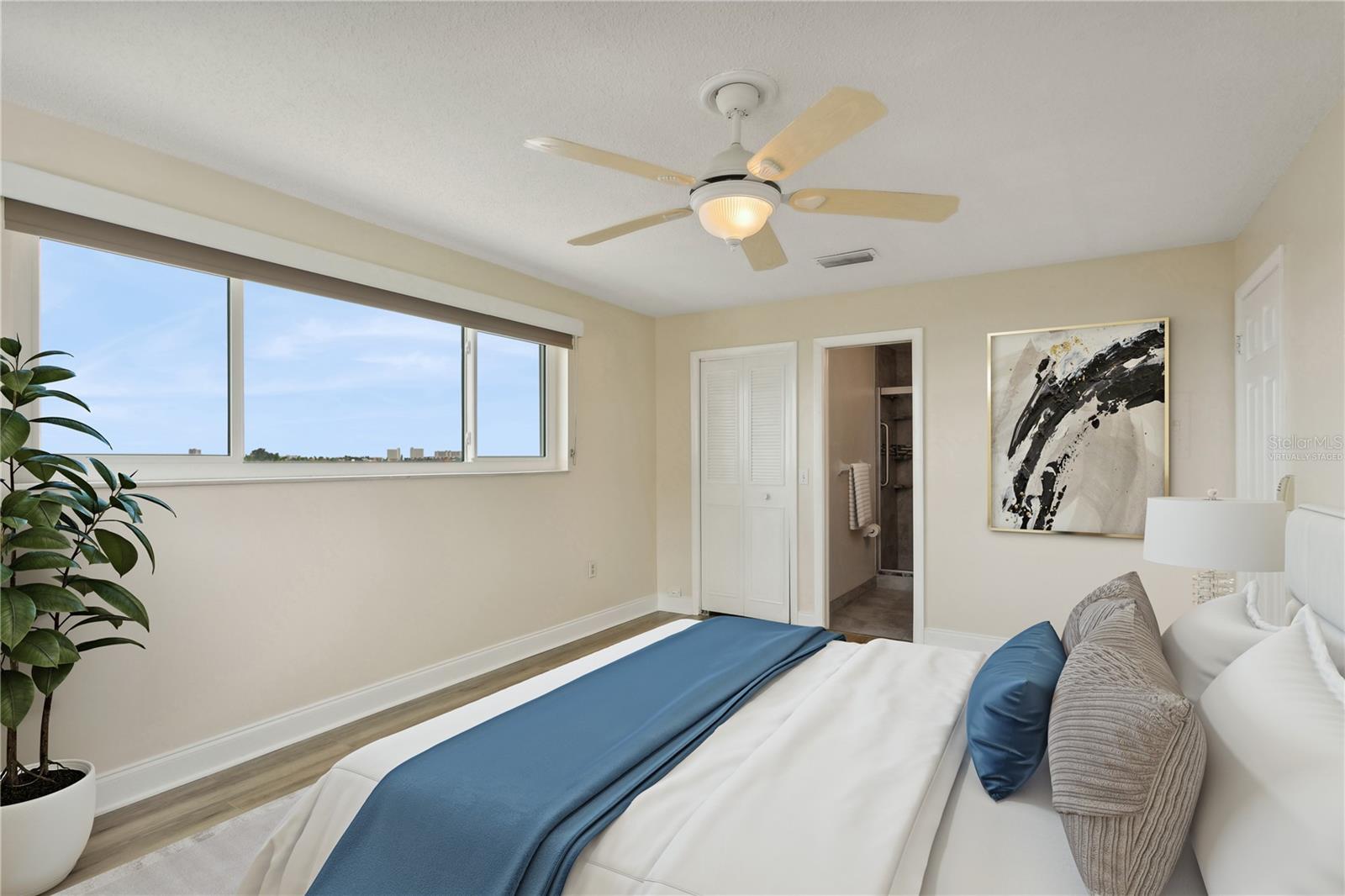 Primary bedroom with ensuite - virtually staged