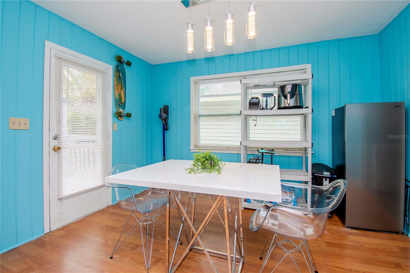 Dining area and front door entrance.