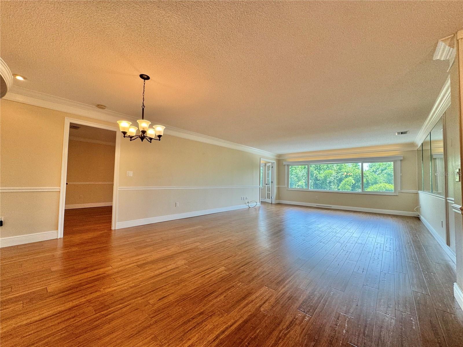 Dining room and living room.