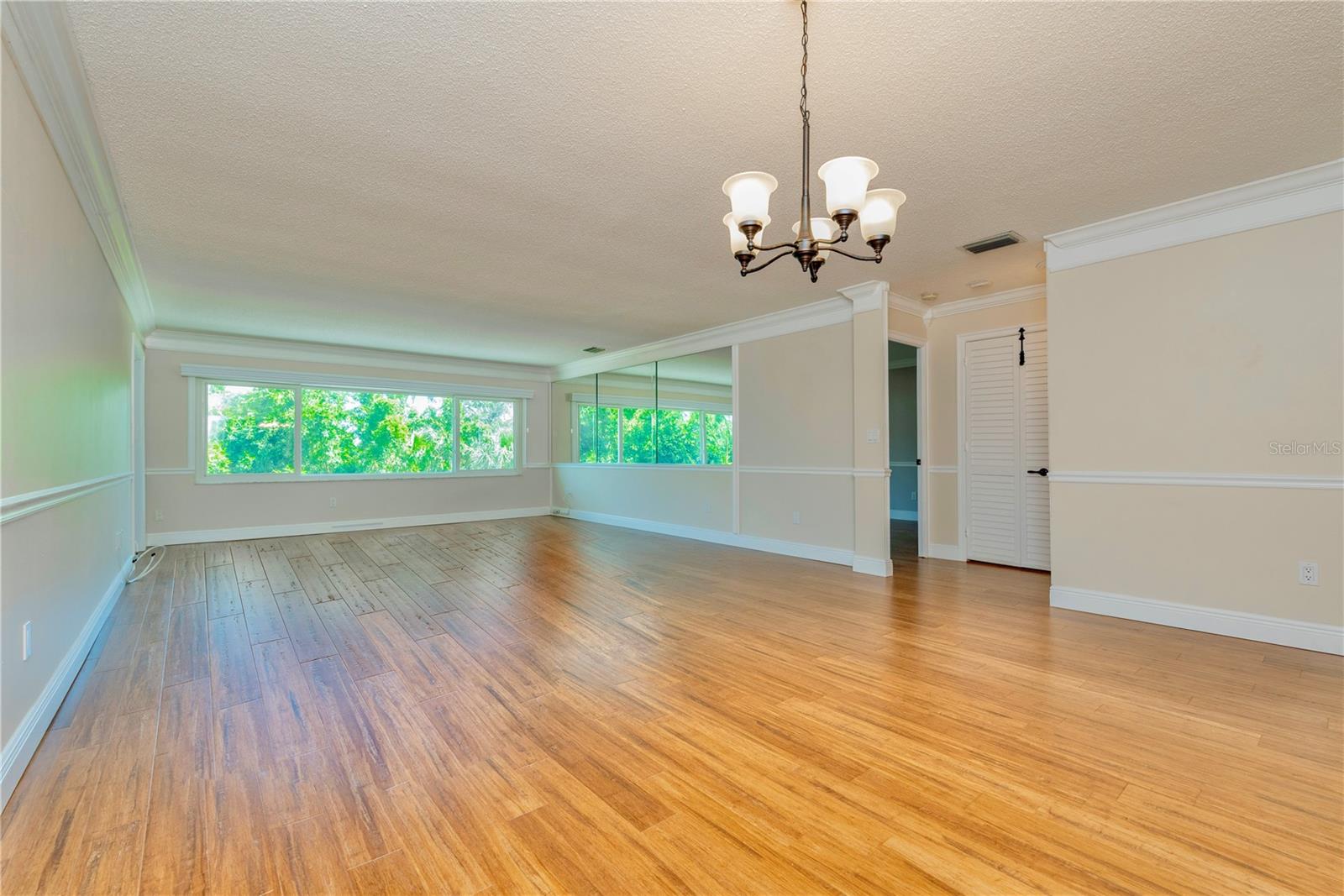 Dining room and living room.