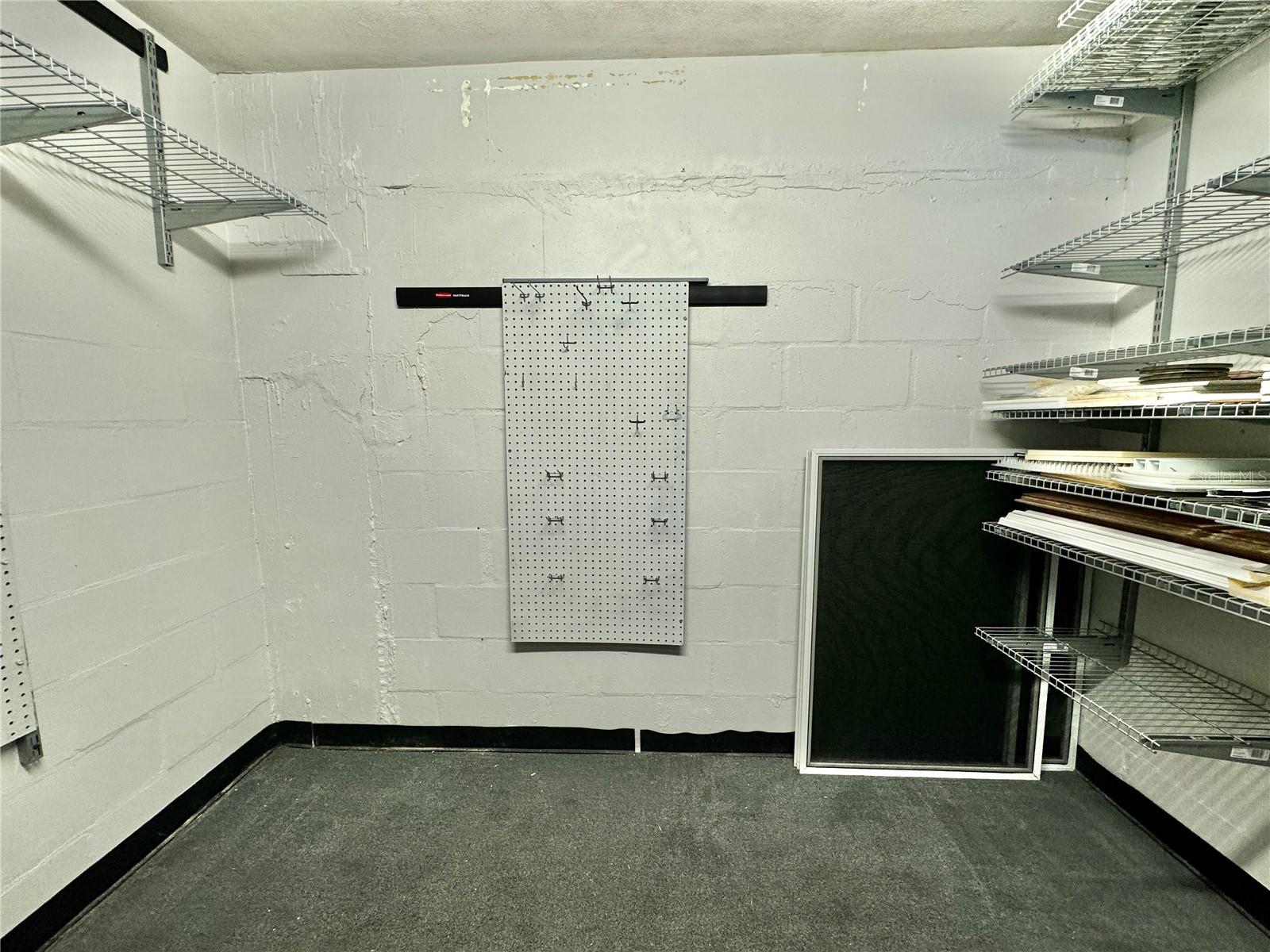 Private storage closet in parking garage.