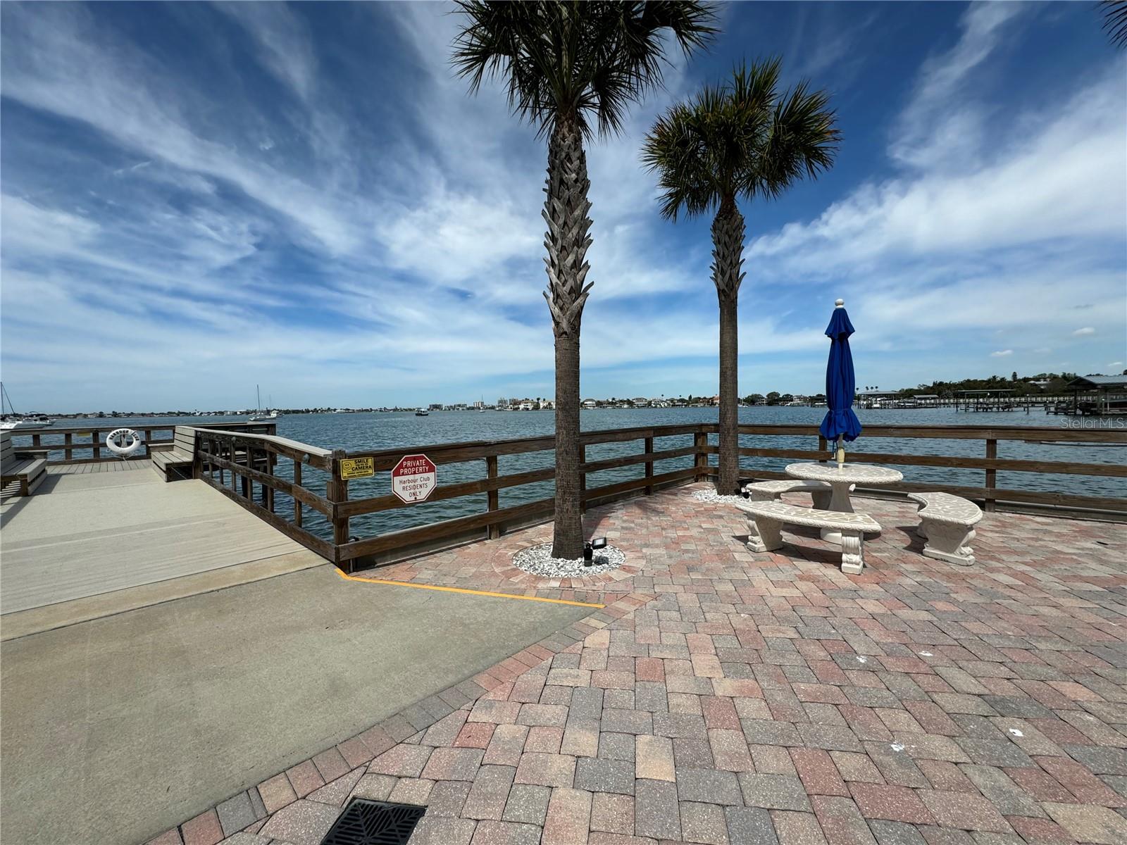 Table with water view.