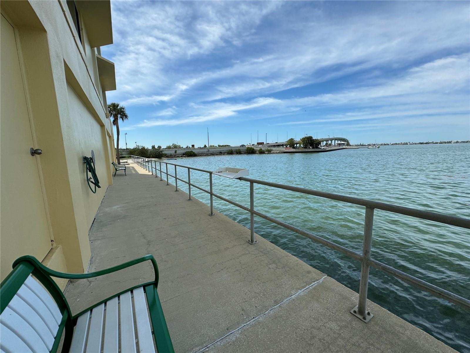 Walkway with water view.