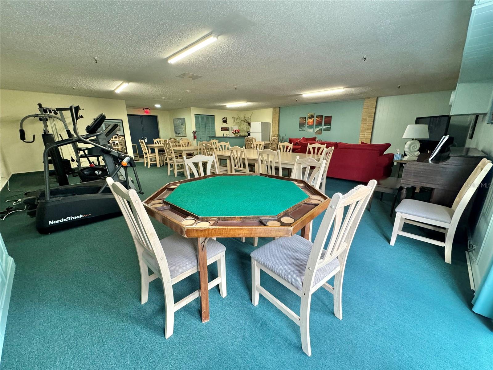 Poker table in clubhouse.