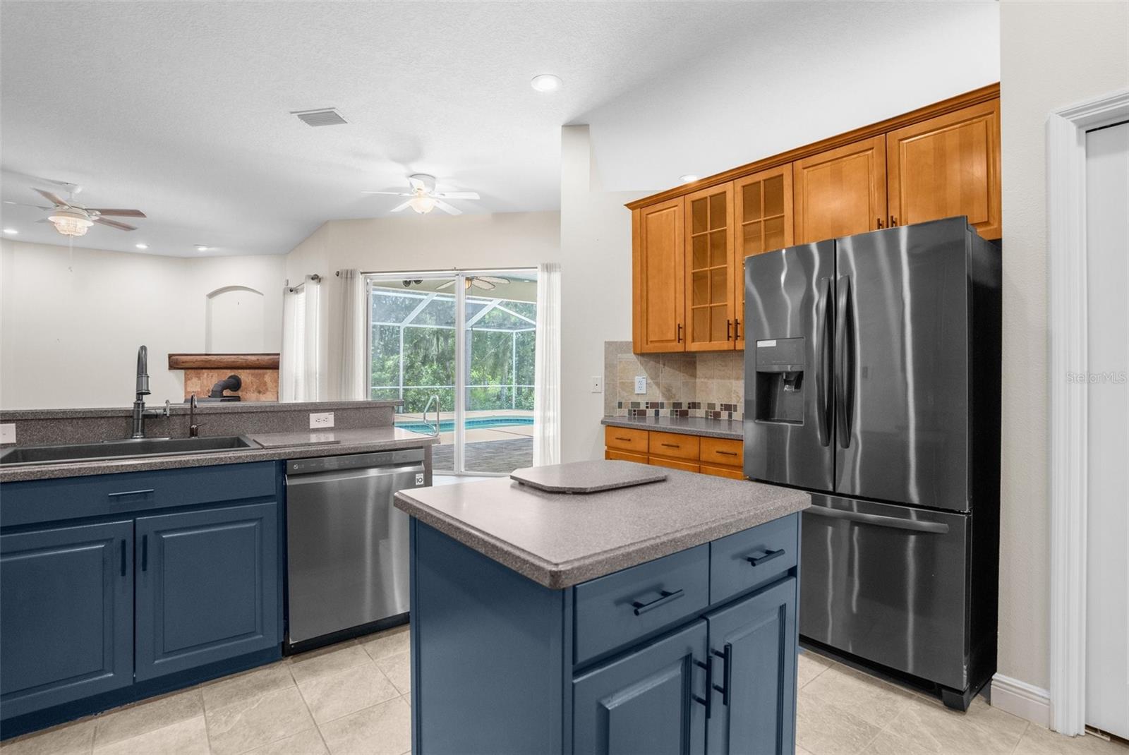 Kitchen with view of Living Room 2 / Pool