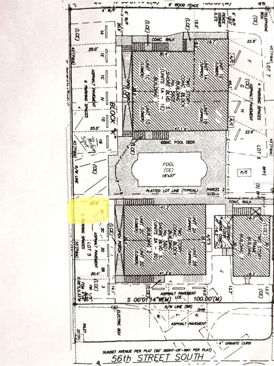 SURVEY OF PROPERTY WITH RESERVED PARKING SPACE