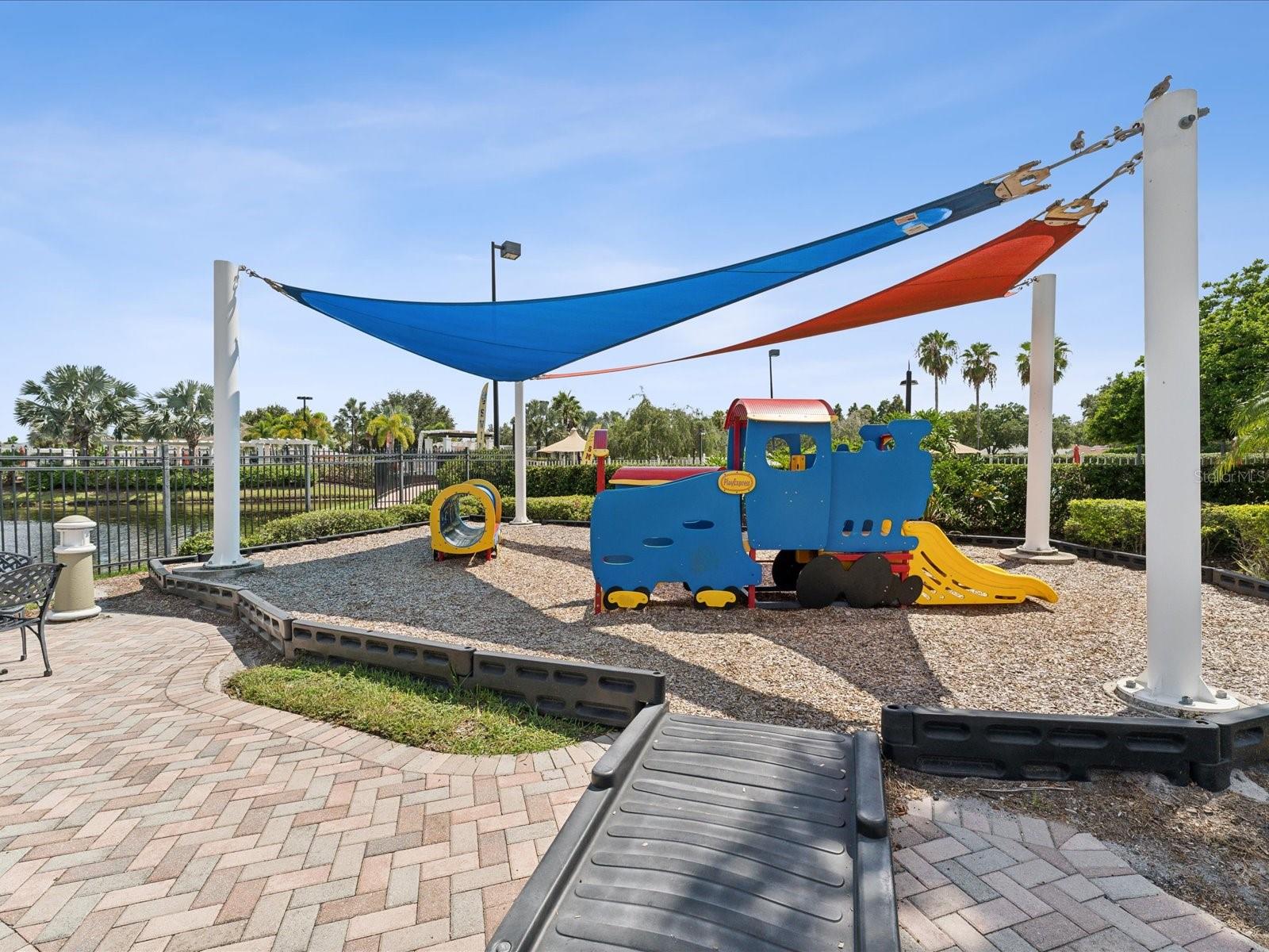 Bring everyone who loves to have fun in this canopied playground with room to run around safely.