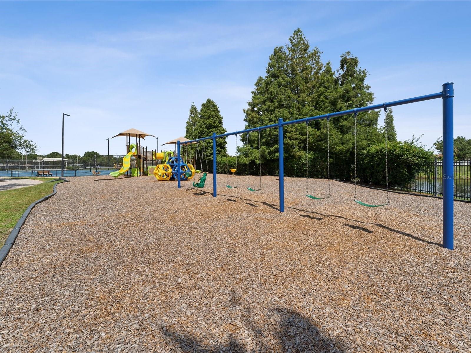 Lots of games to play and adventures to be had in this versatile playground. Whether climbing on the jungle gym or swinging high on the swings, there are countless hours of fun ahead for whomever wants it.