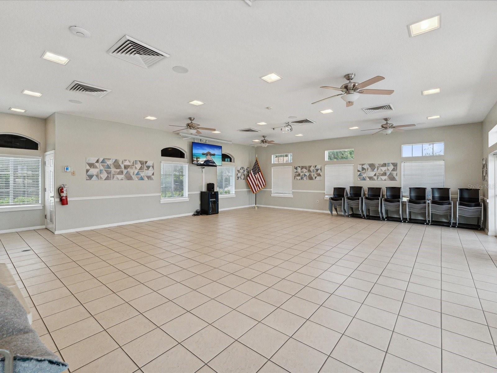 This large meeting room can be used for a variety of events and functions. Rental fees may apply.