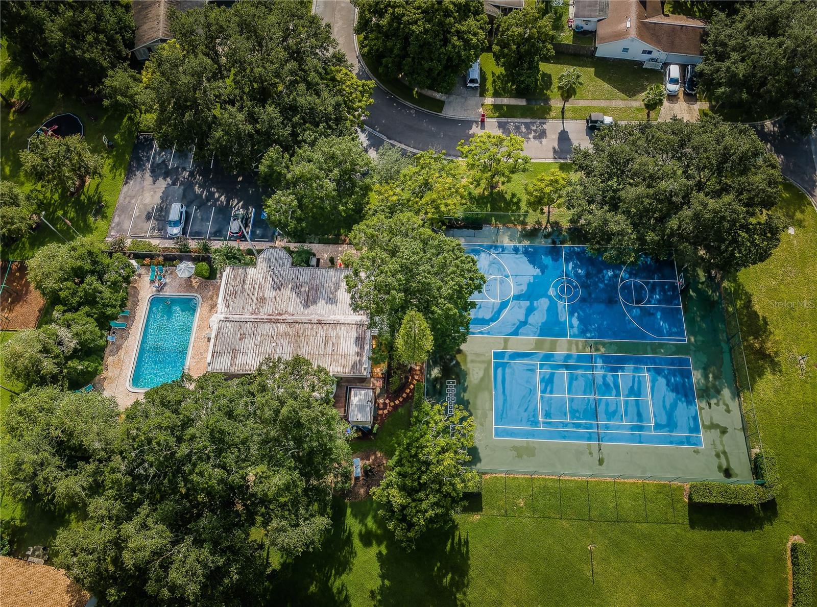 Community pool, basketball and tennis courts