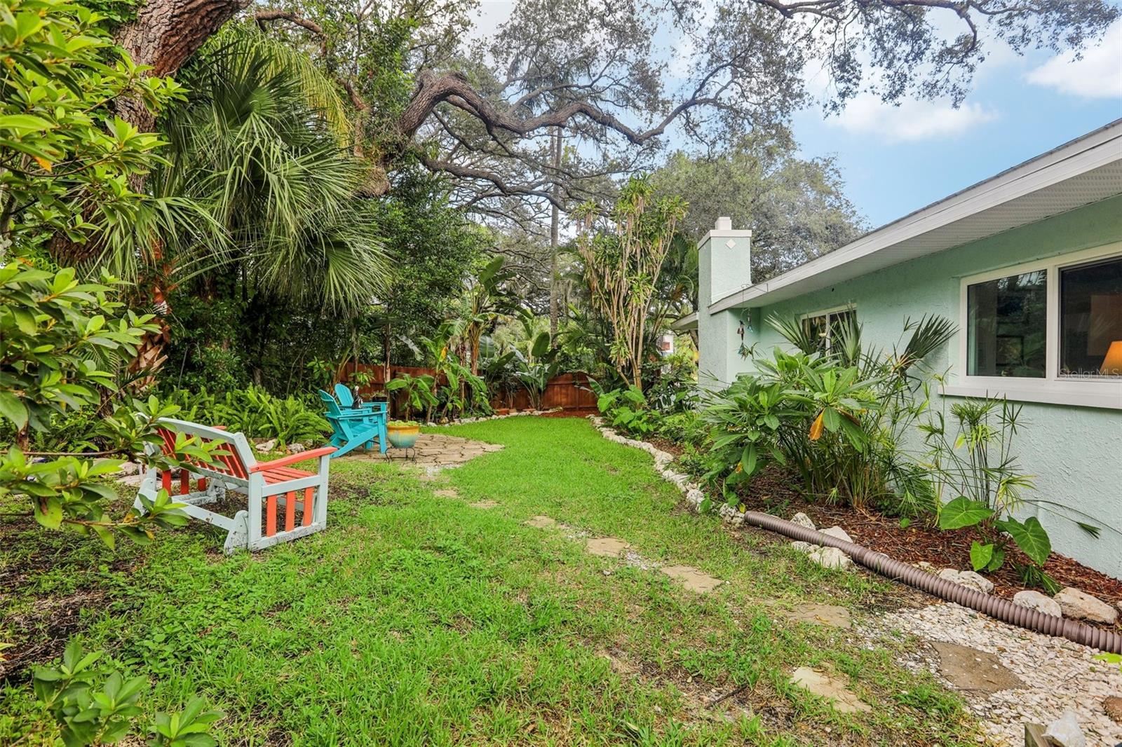 Gardens on the west side of the property