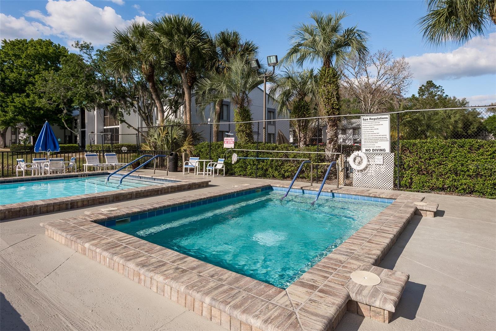 Pool and heated spa