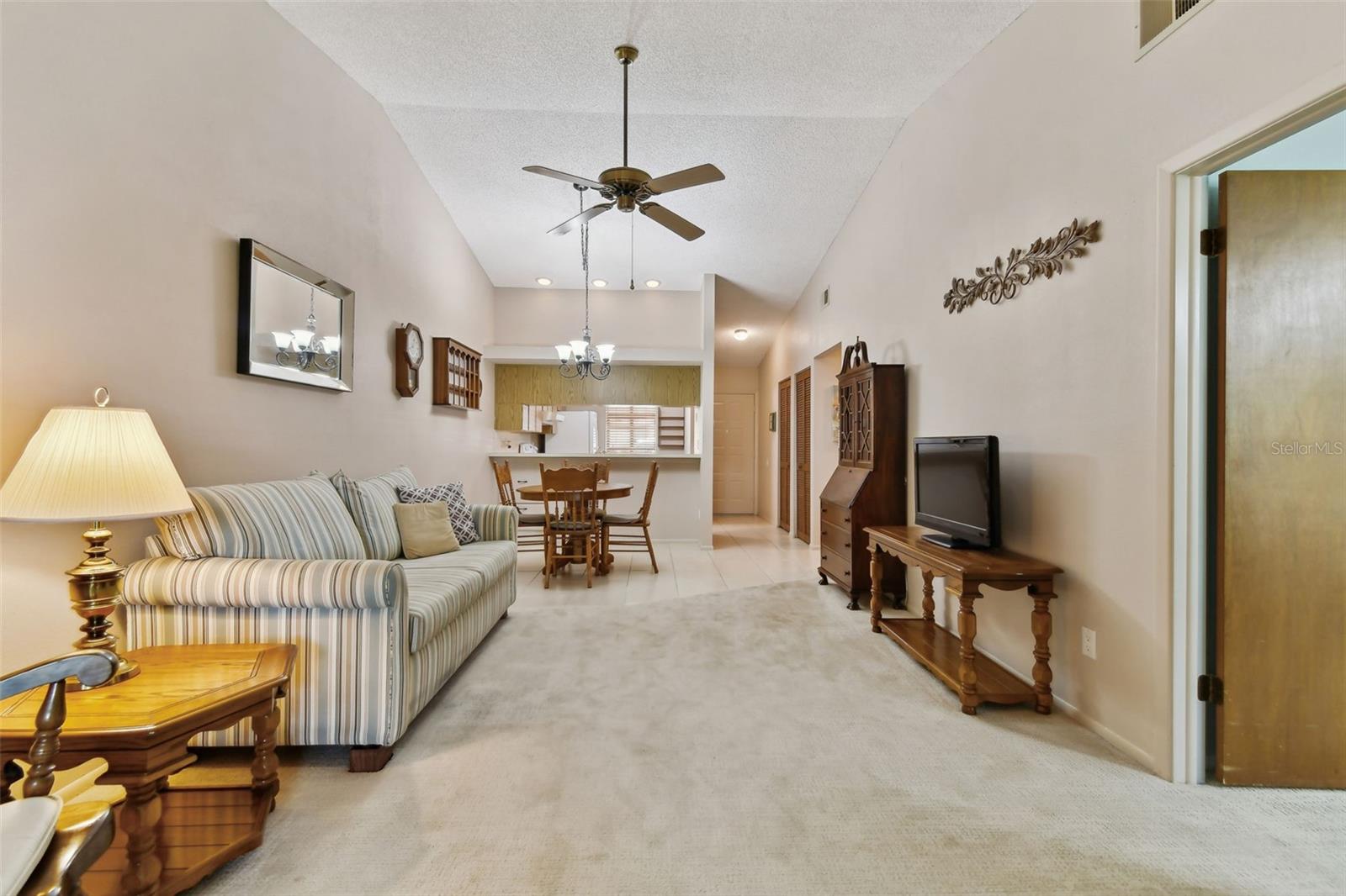 Living Room w/ Vaulted Ceilings