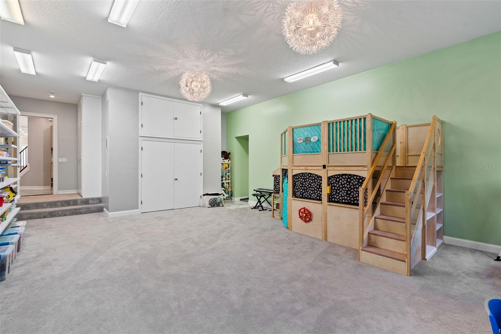 One garage turned into giant kids activity room