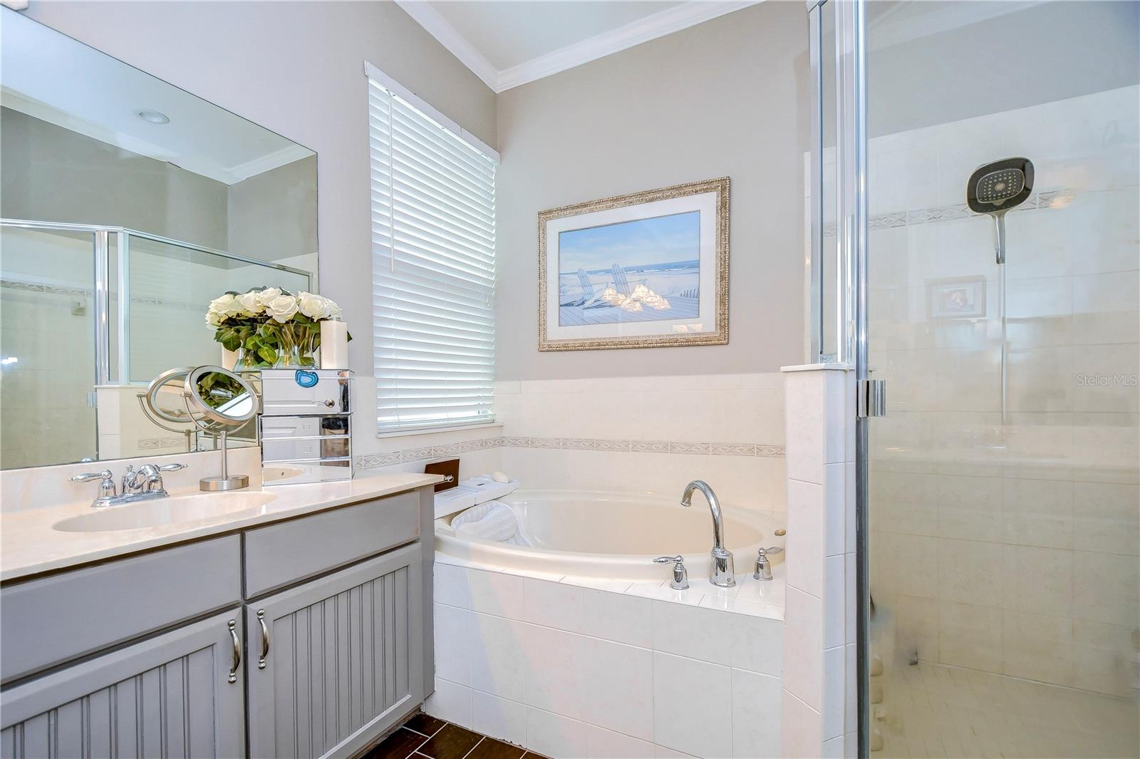 Soaking tub and separate shower!