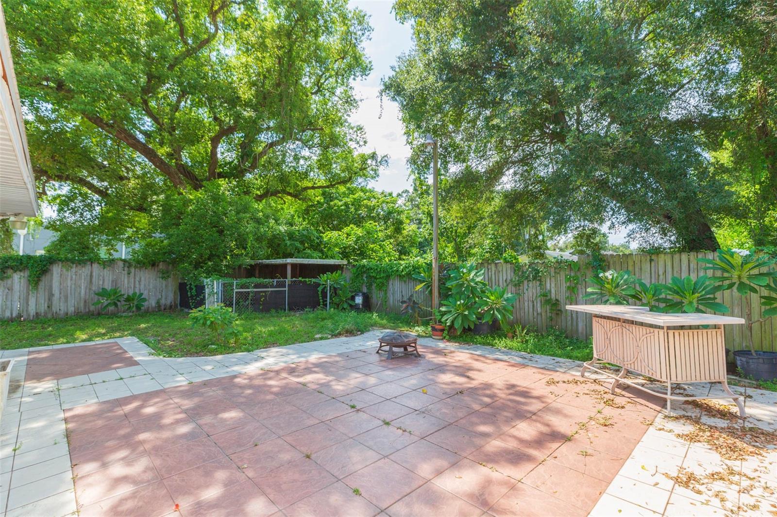 Tiled deck in back yard