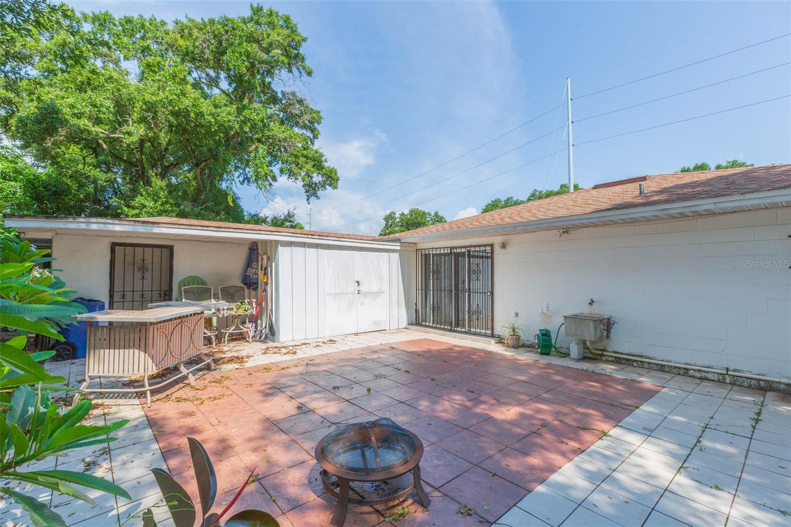 Tiled deck in back yard