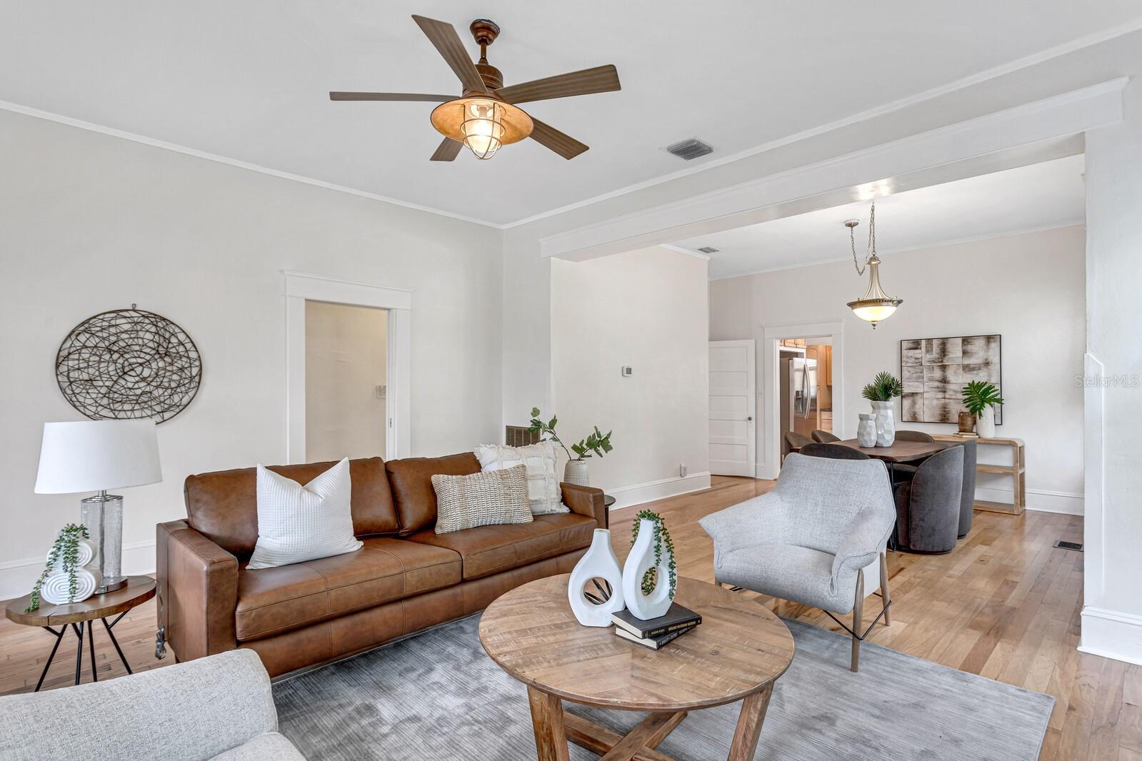 Living room with original moldings