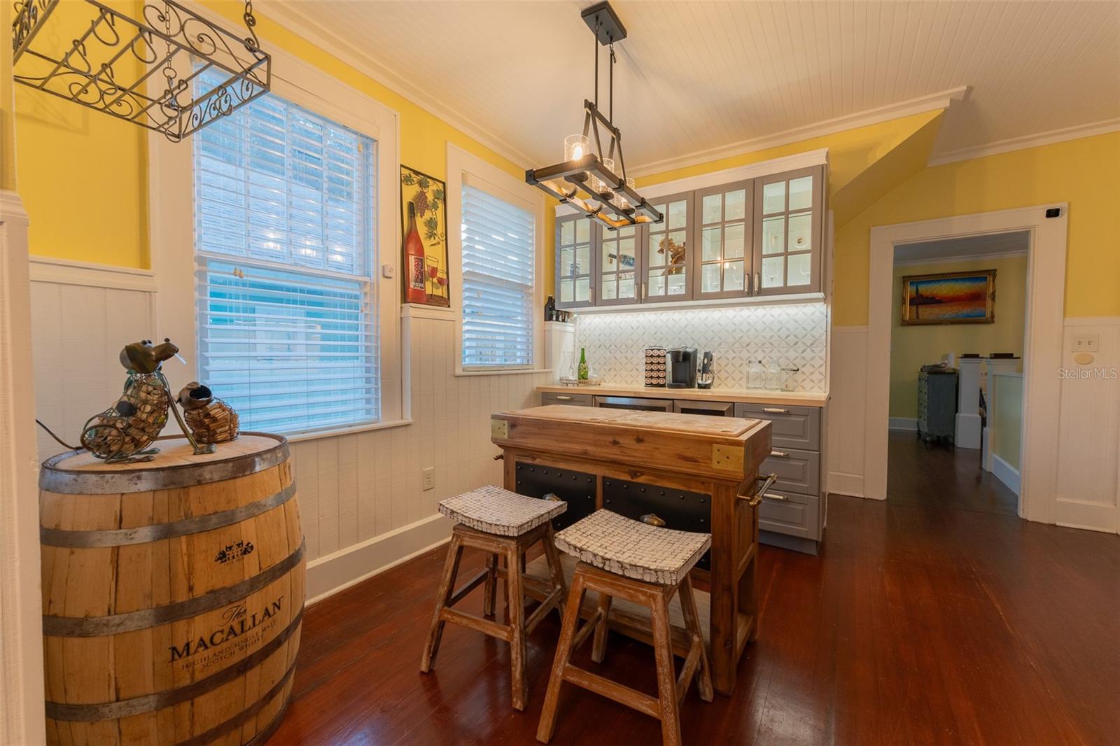 Dry bar with both wine and drink refrigerators