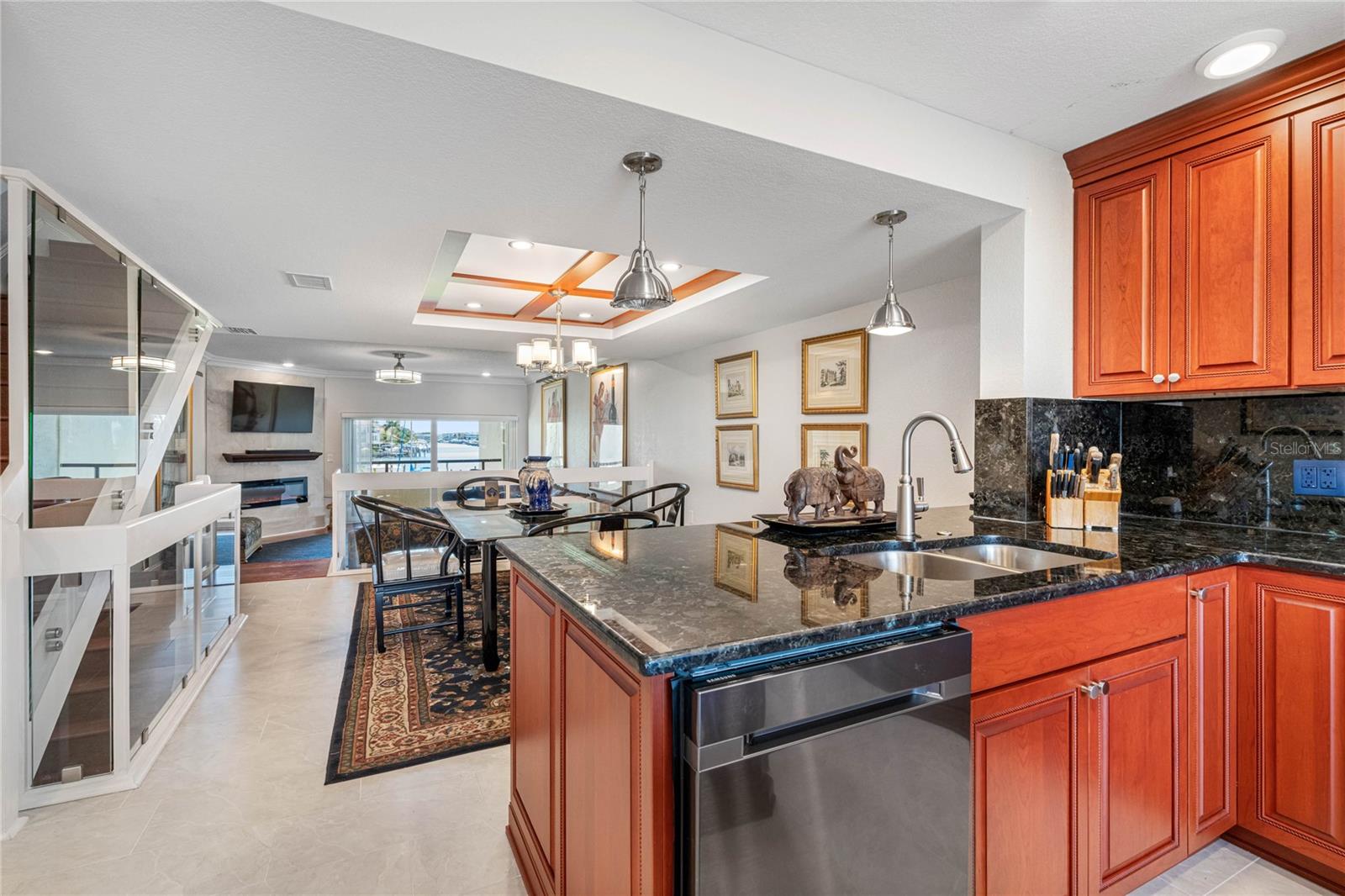 Open floor plan kitchen with dining room