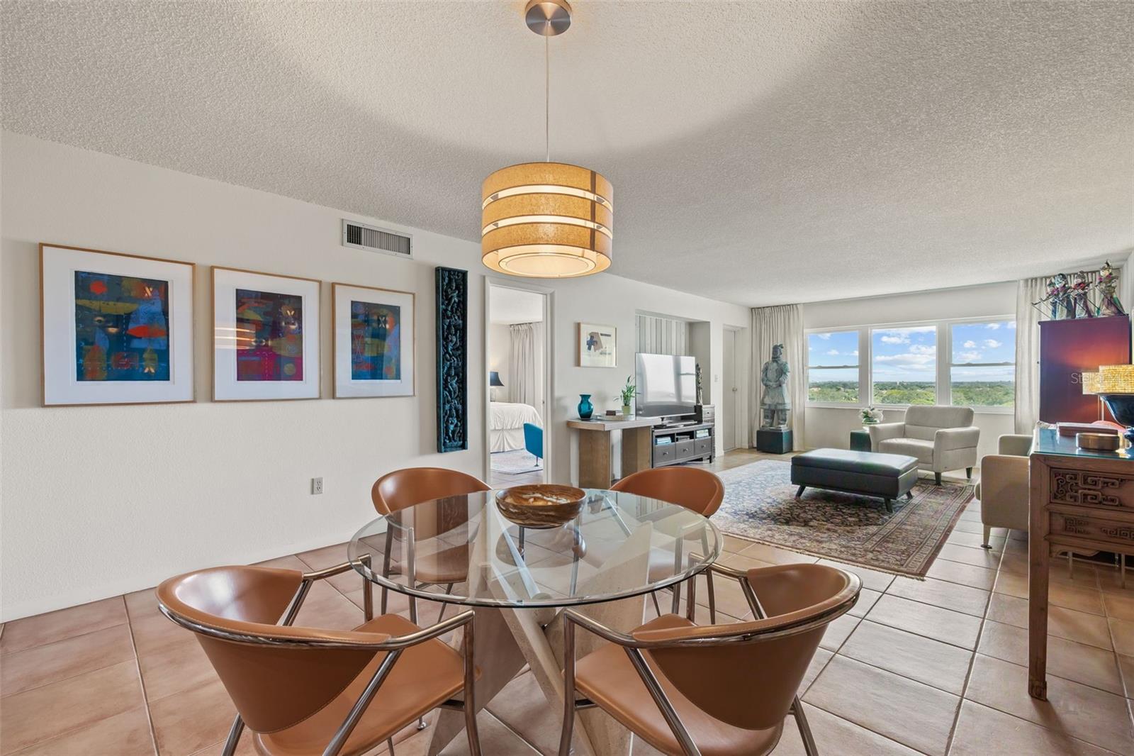 Completely open to the living room, this dining space is fabulous.