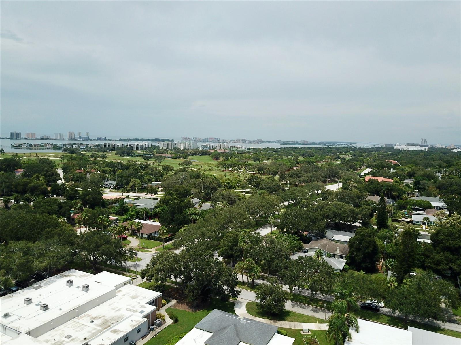 Looking west over Belleair and towards beaches