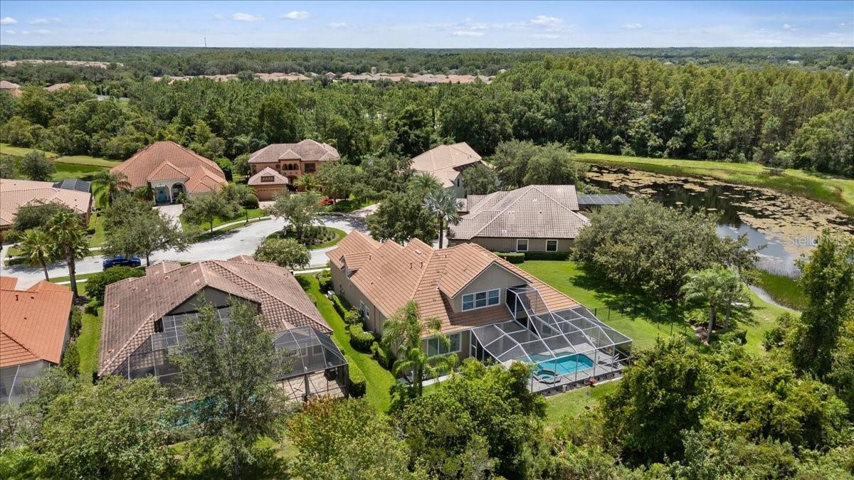 Aerial view of the home