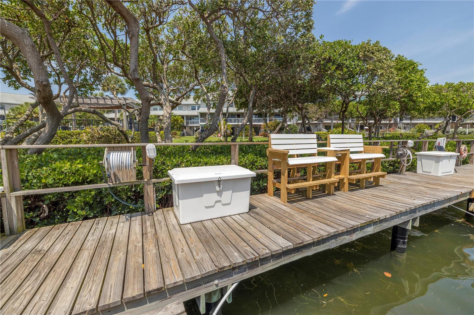 Chairs on the community dock