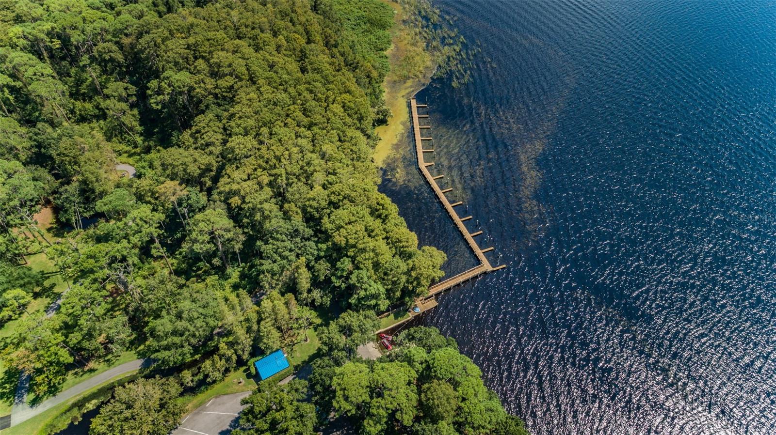 Aerial view of the boat slips for use on Lake Tarpon