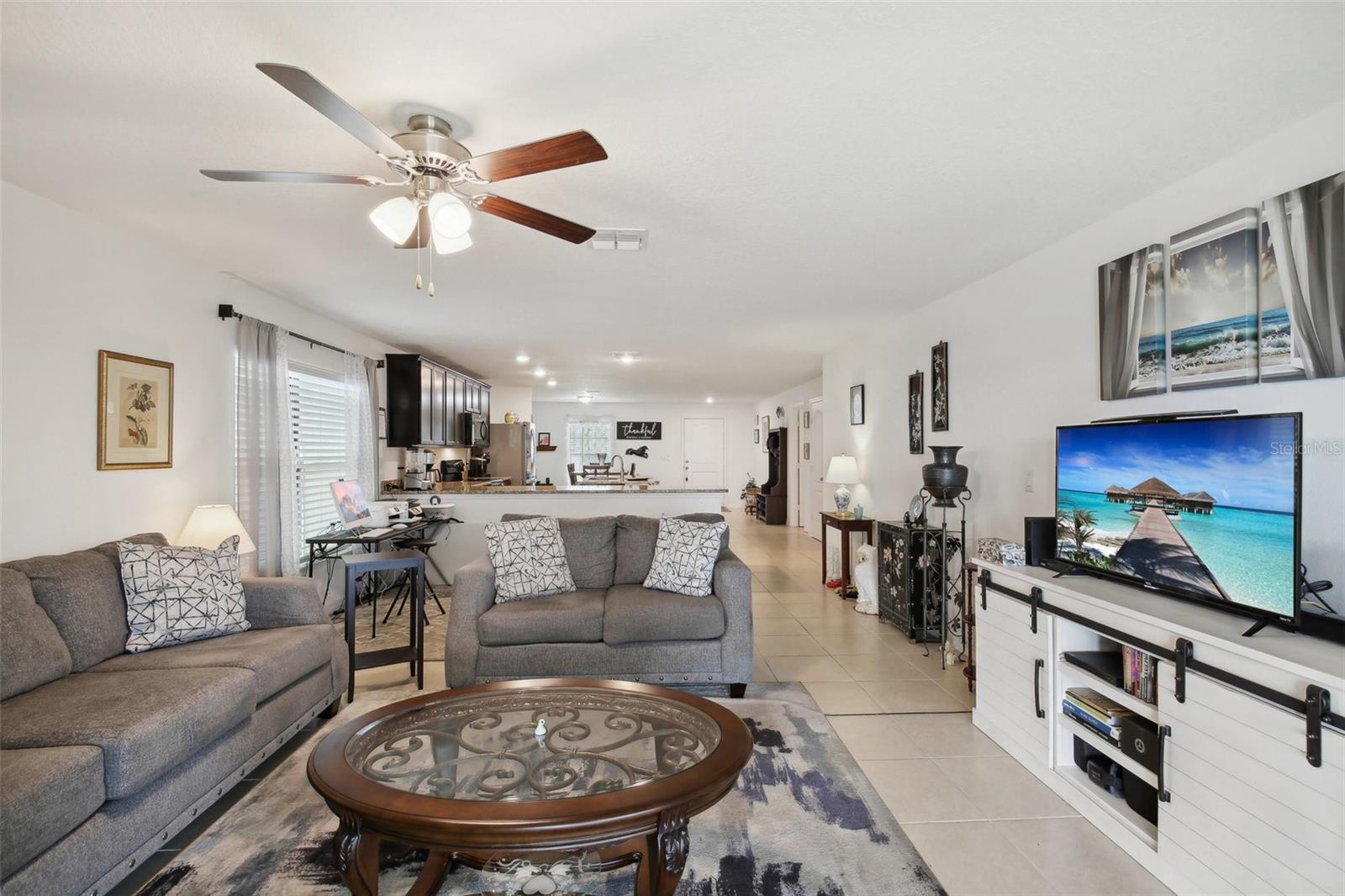 Living Room into the Kitchen