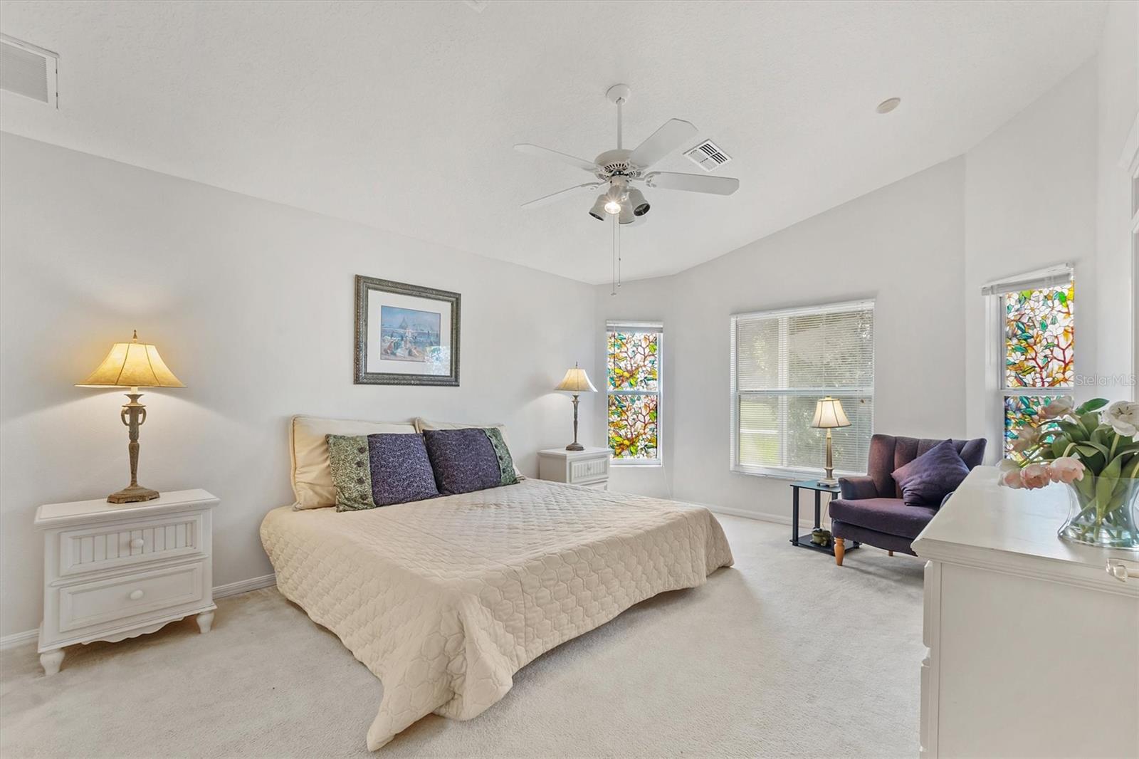 Primary bedroom with sitting area