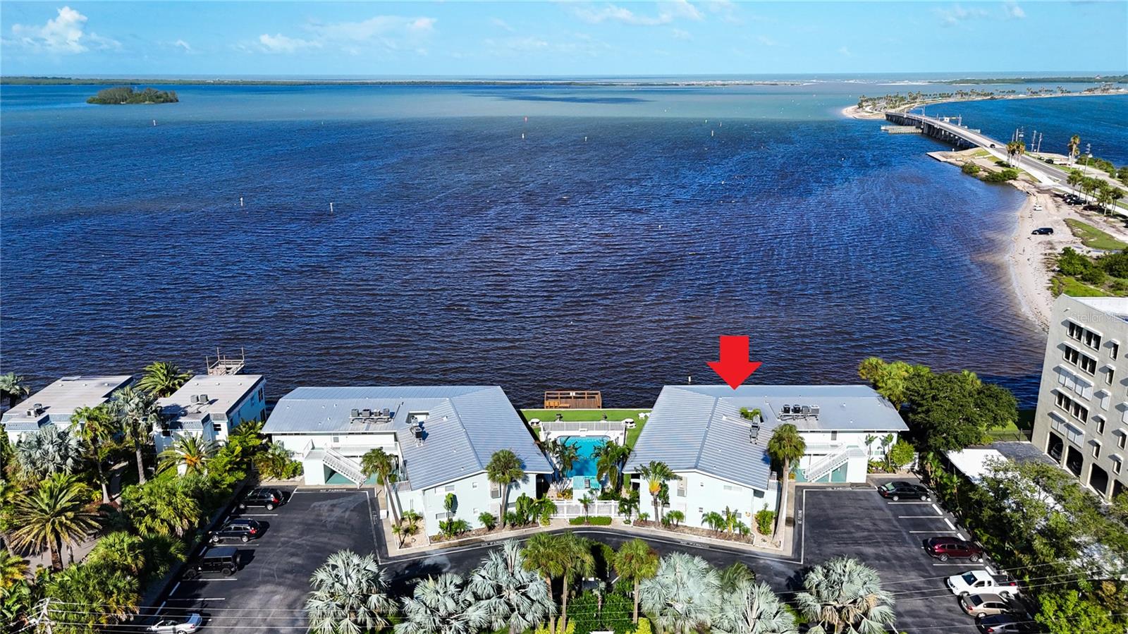 Concord Arms - Building A is on the left, Building B on the right- Notice the beach off the Dunedin Causeway to the right?