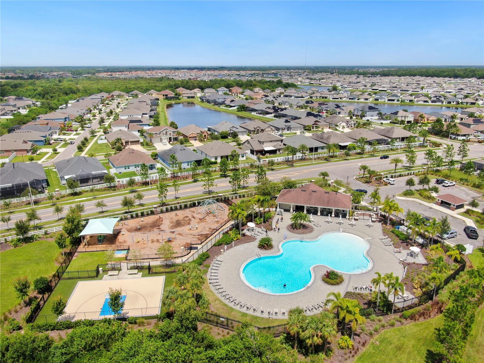 Basketball, kids park and resort style pool