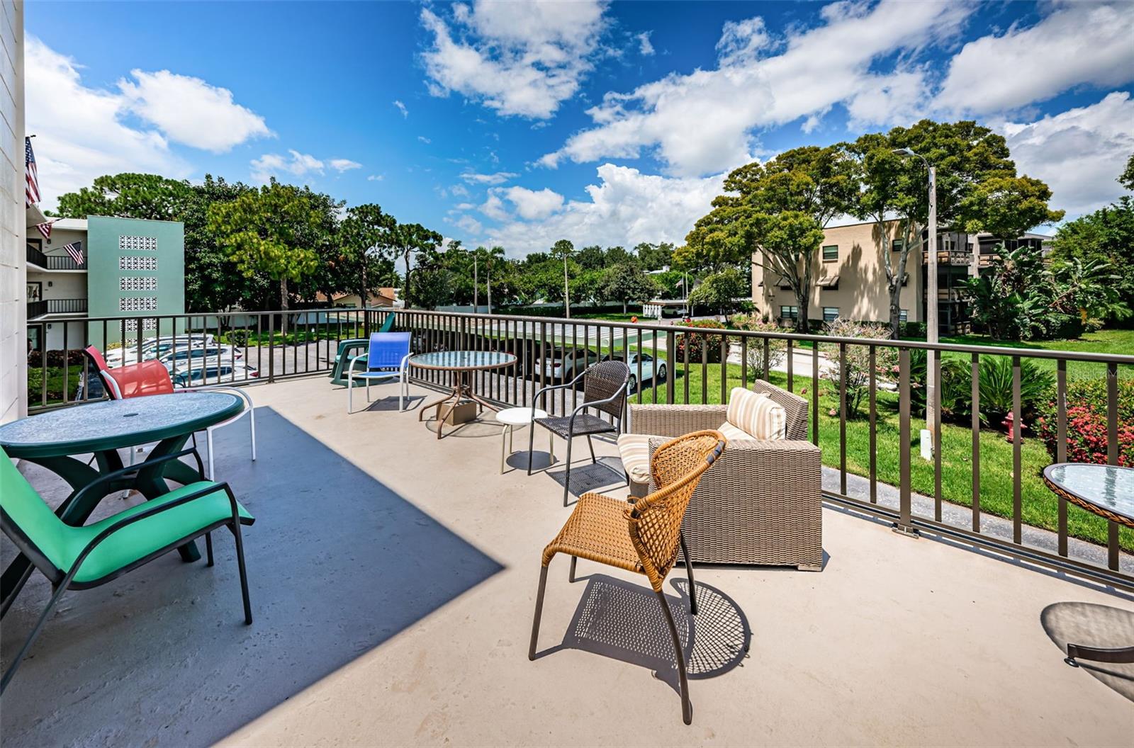 Outdoor terrace in the building for neighbors and friends to socialize.