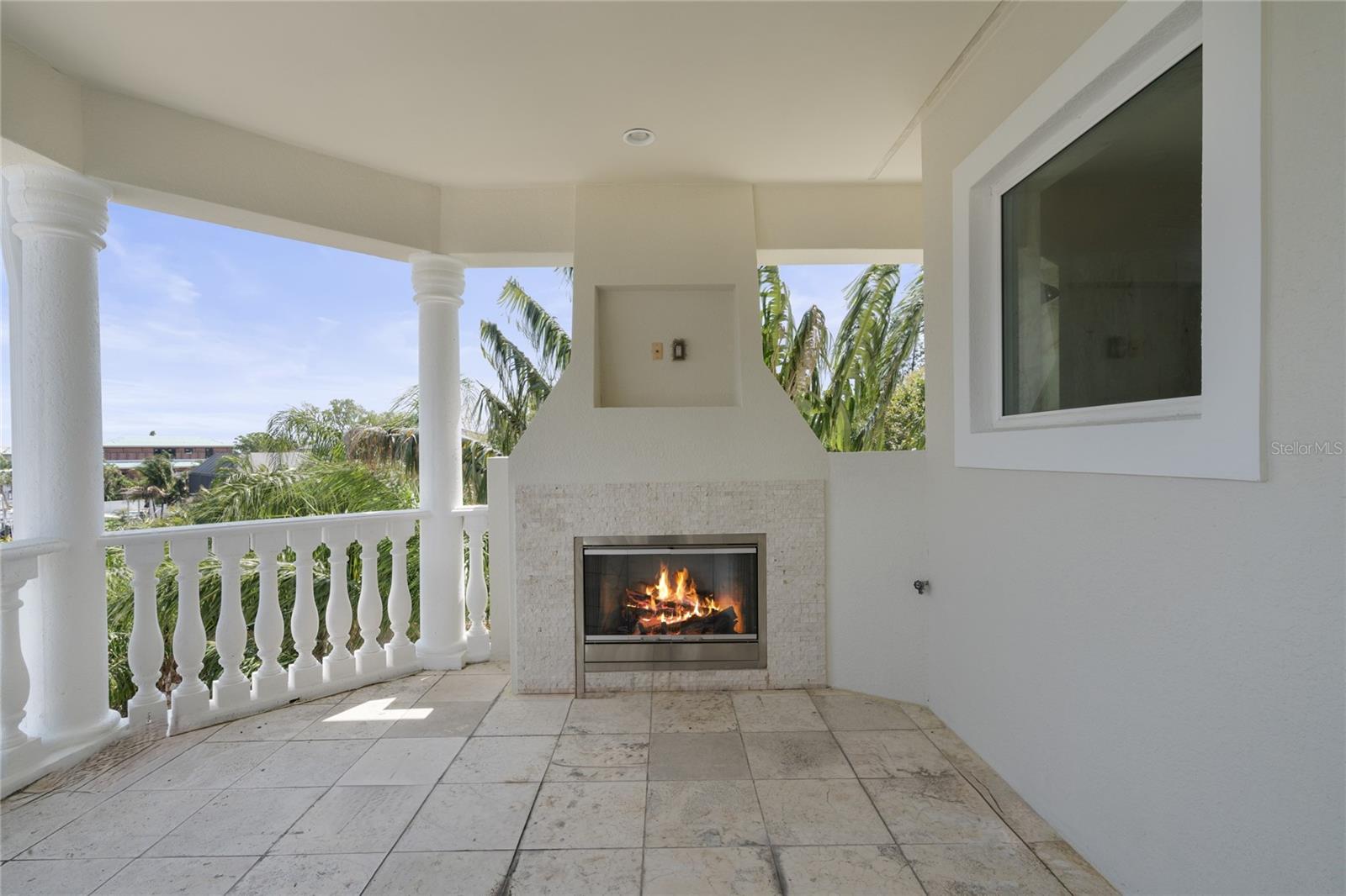 Gas fireplace on each balcony