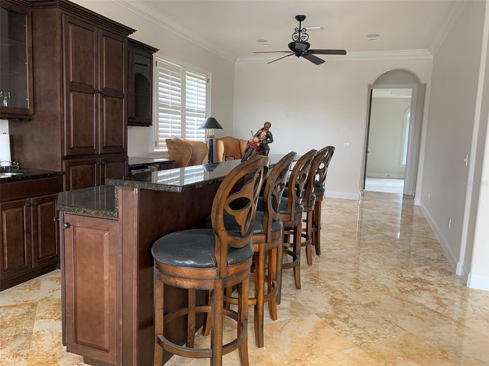 Large wet bar for entertaining