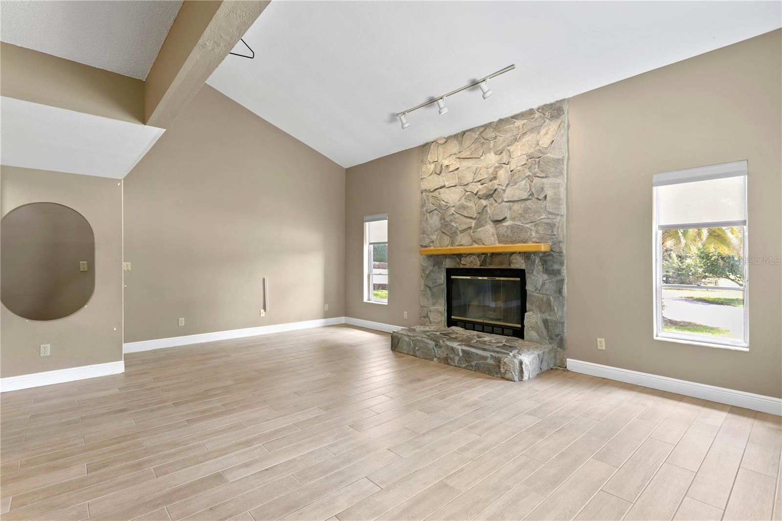 TH-Living Room with wood burning fireplace