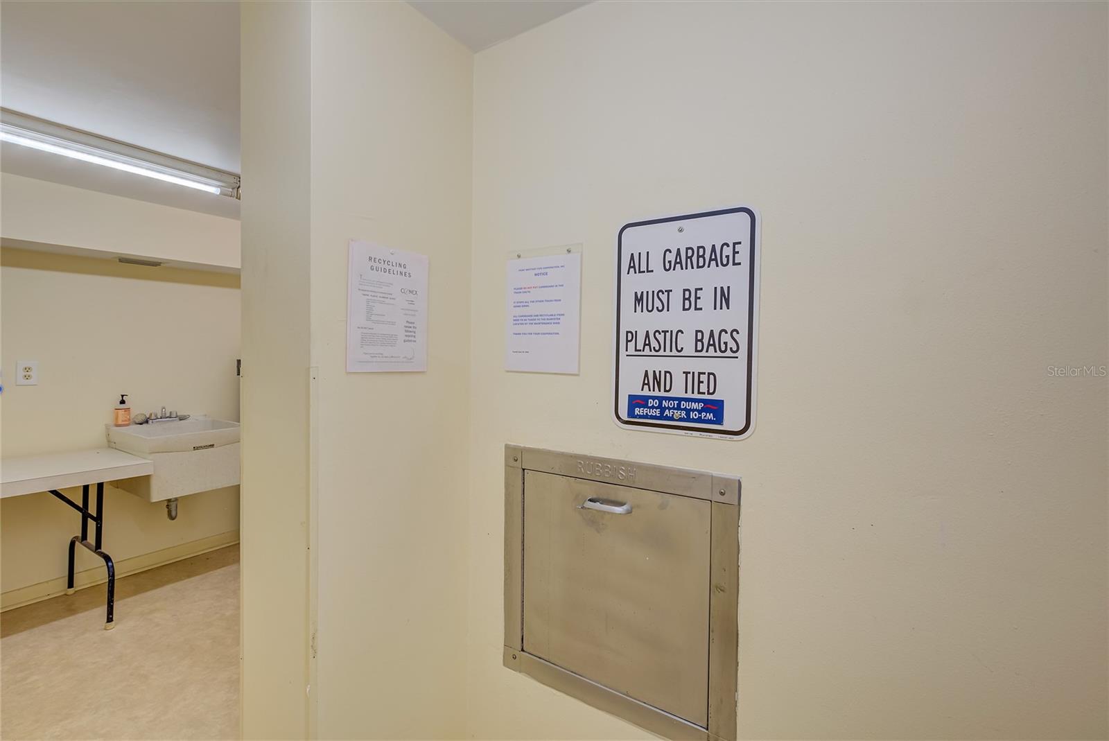 Convenient trash room on each floor