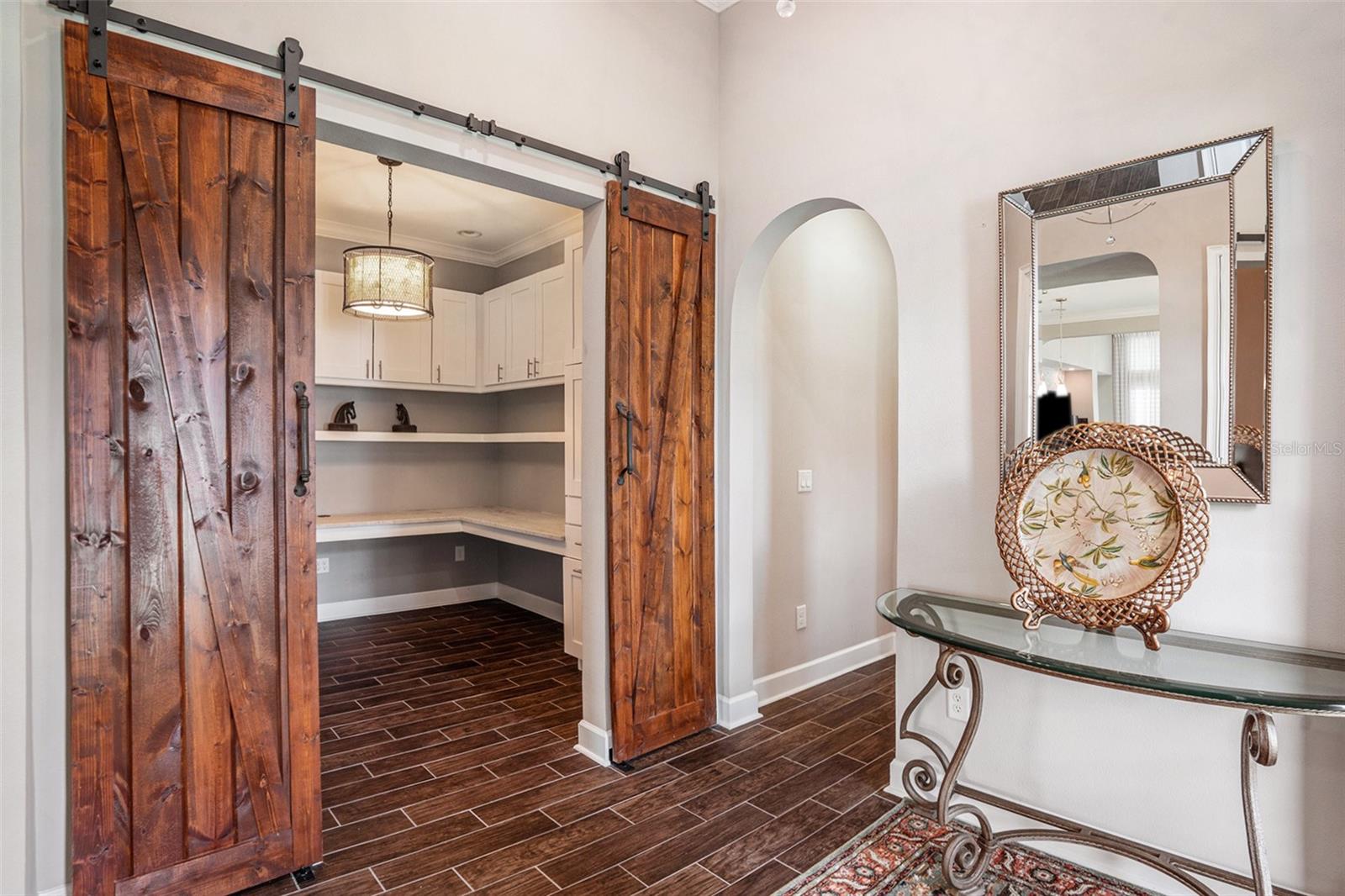 Custom Barn Doors into Den