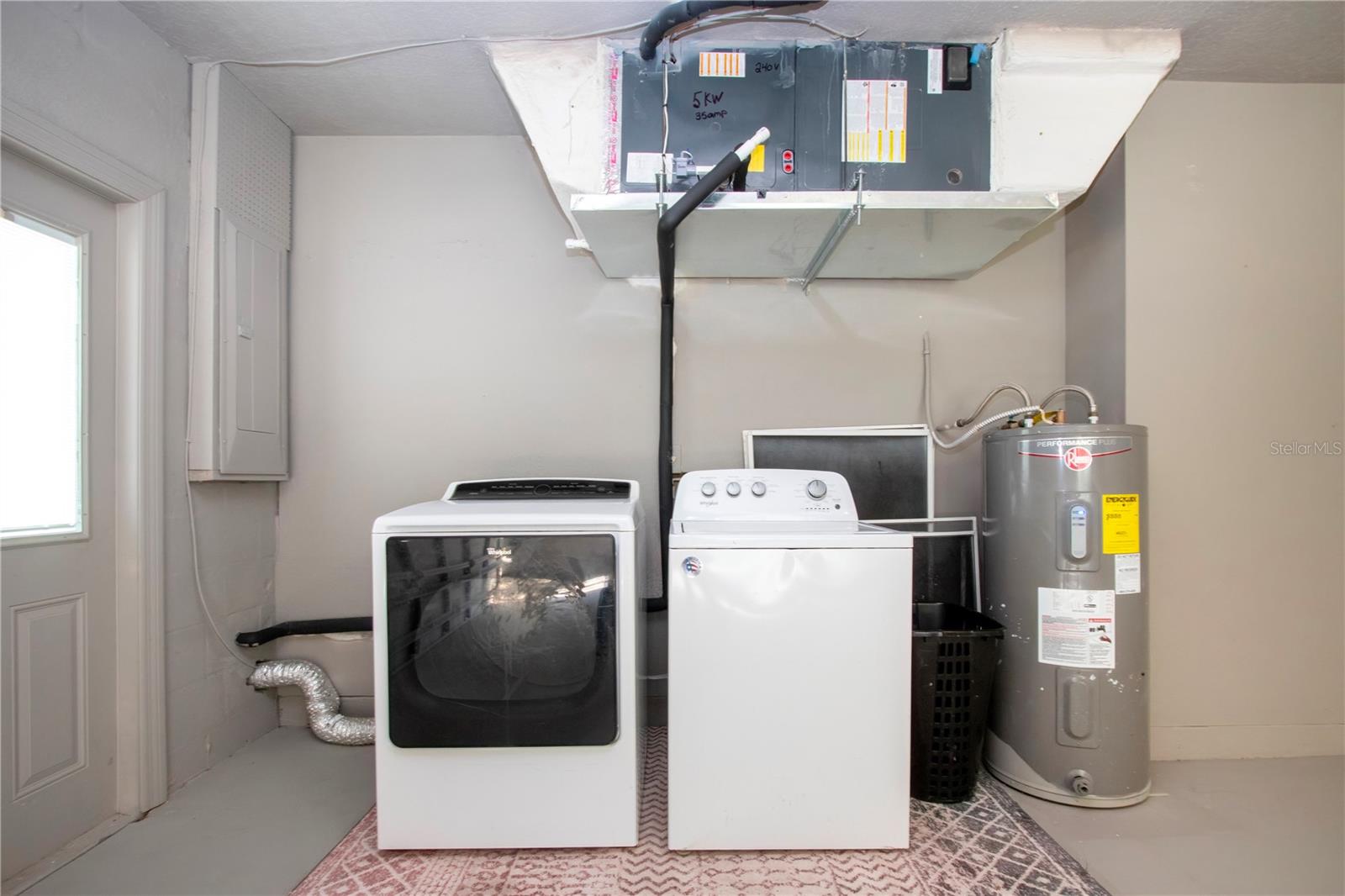 washer drier in extended garage