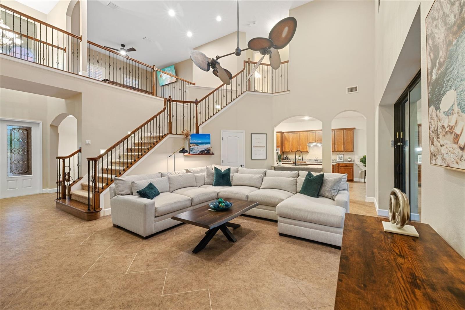 Family room with staircase view